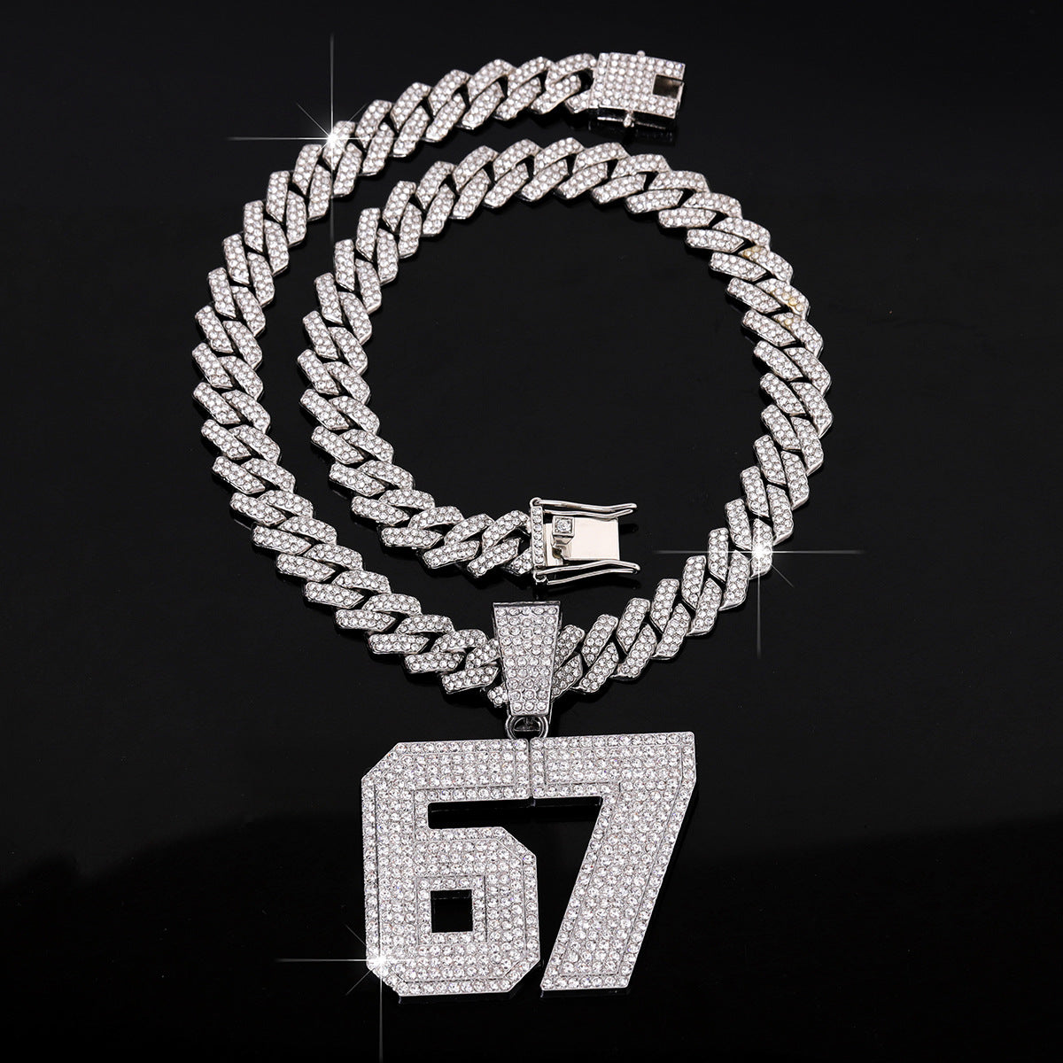 Hip Hop Cool Alloy Diamond Cuban Link Chain Necklaces