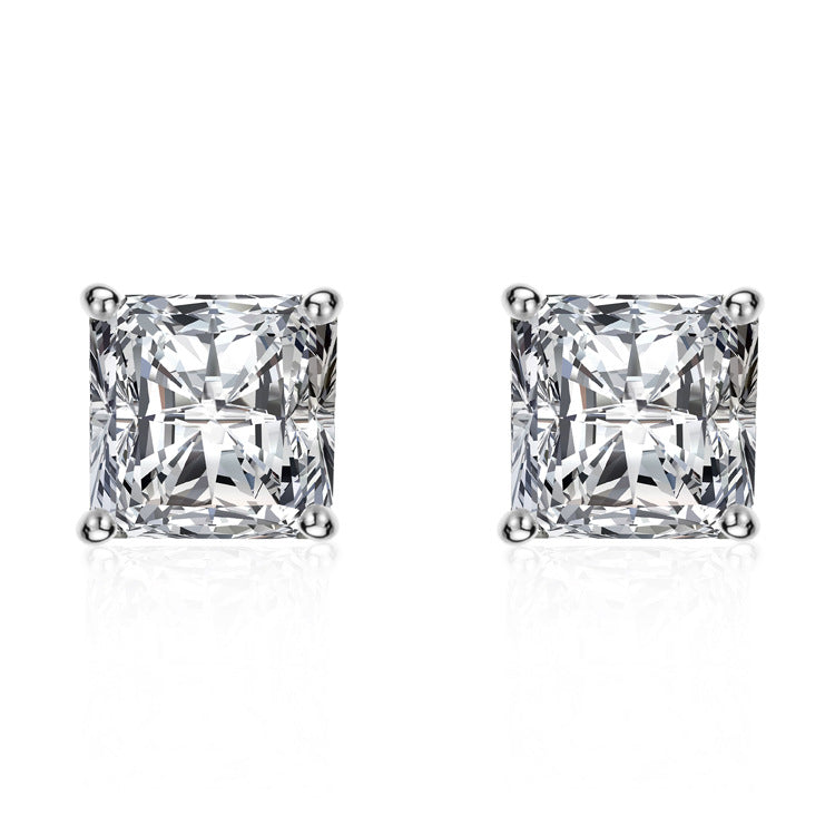Zircon Simple Temperament Square Female Ear Rings
