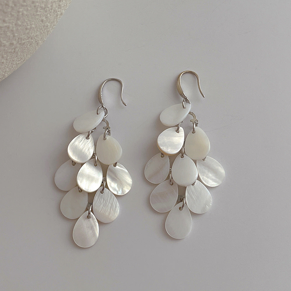 Water Drop Shell Patch Female Trendy Long Earrings