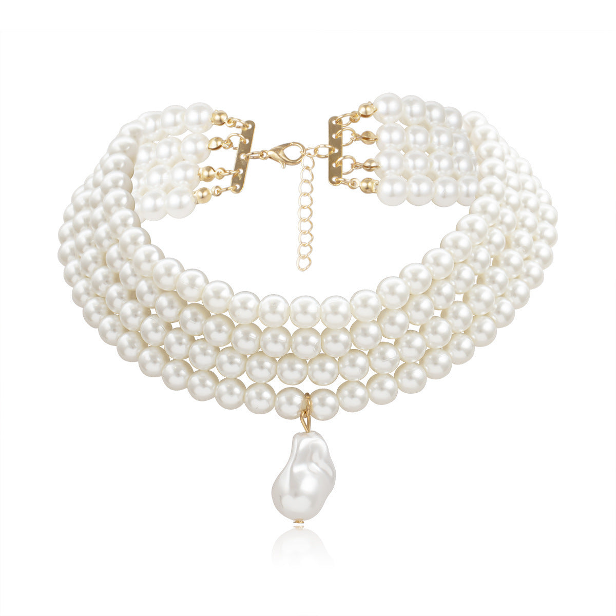 Women's Personalized Simple Round Geometric Beige Pearl Shaped Necklace