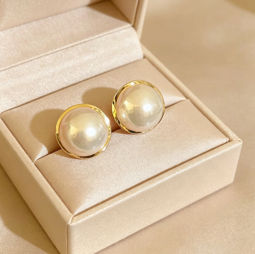 Temperament Inlaid Zircon Delicate Pearl High-grade Light Luxury Korean Style Stud Earrings