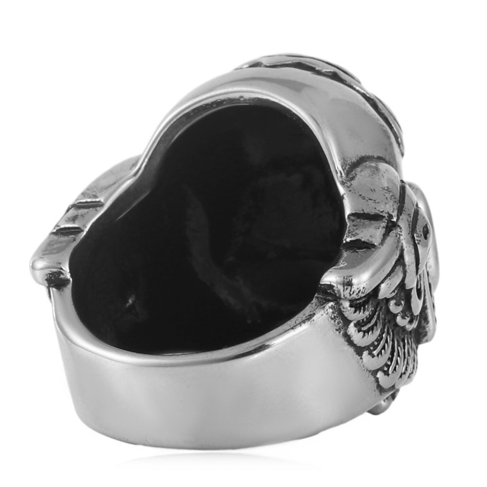 Men's Titanium Steel Skull Trendy Personality Punk Vintage Stainless Ring