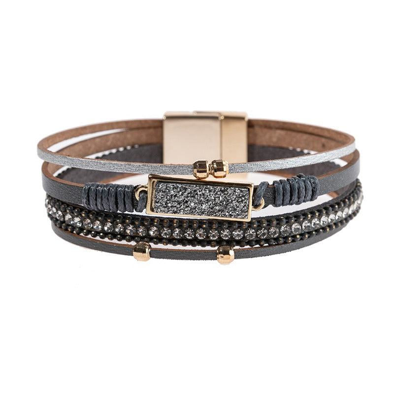 Fashion Crystals Crystal Magnetic Snap Punk Bracelet