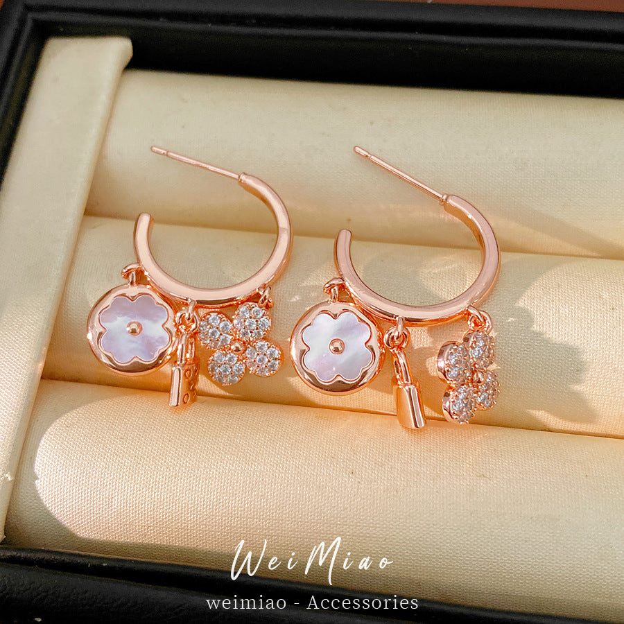 Flower Lock Fritillary Shaped Light Luxury High-grade Ear Rings