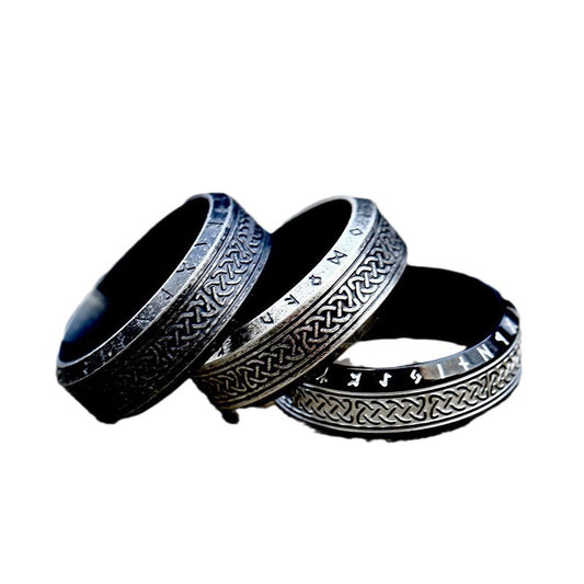 Simple Fashion Stainless Steel Nordic Retro Viking Letter Rings