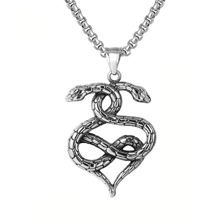 Men's Retro Creative Design Snake-shaped Stainless Steel Personalized Pendants