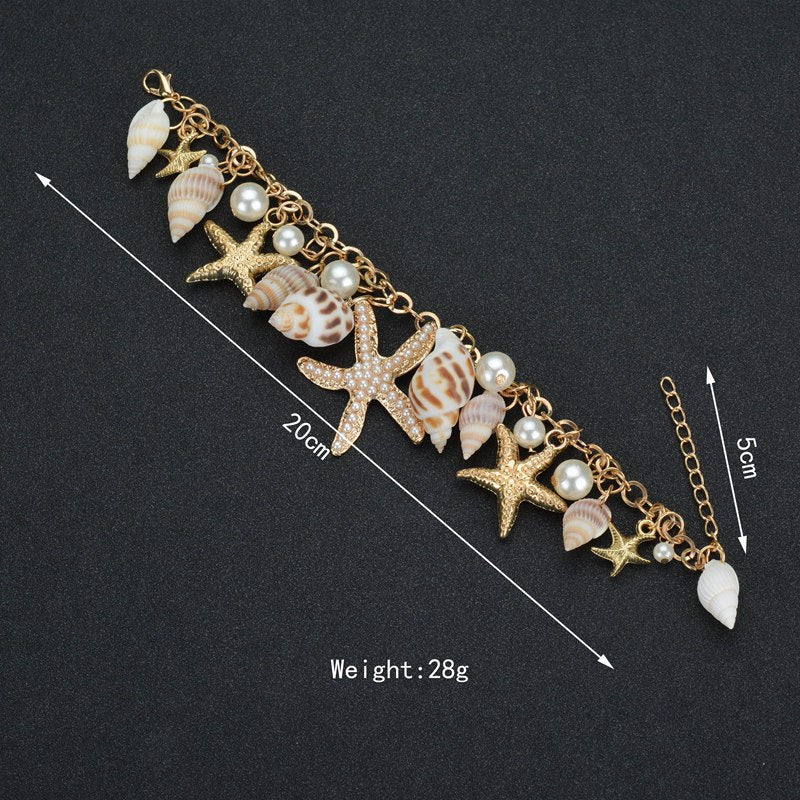Women's Style Fashion Tidal Ocean Boho Conch Starfish Bracelets