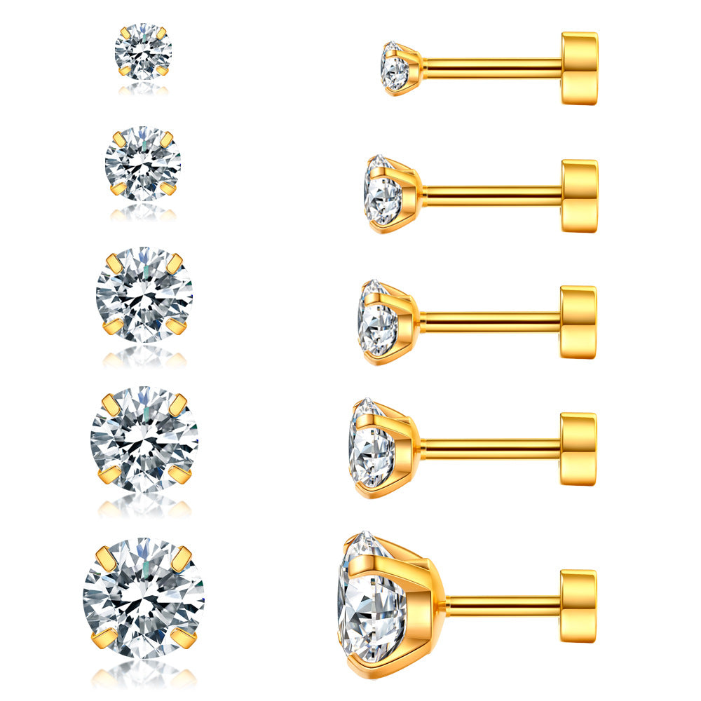 Fashion Zircon Personality Titanium Steel Claw Stud Earrings