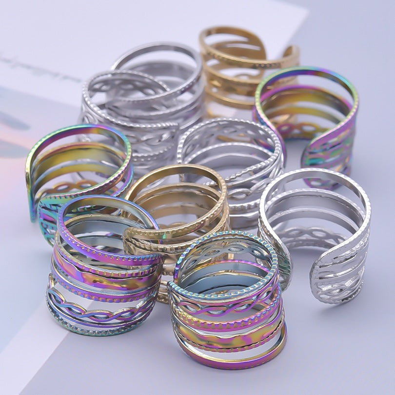 Women's & Men's Geometric Pattern Cold Wind Minority Simple Rings