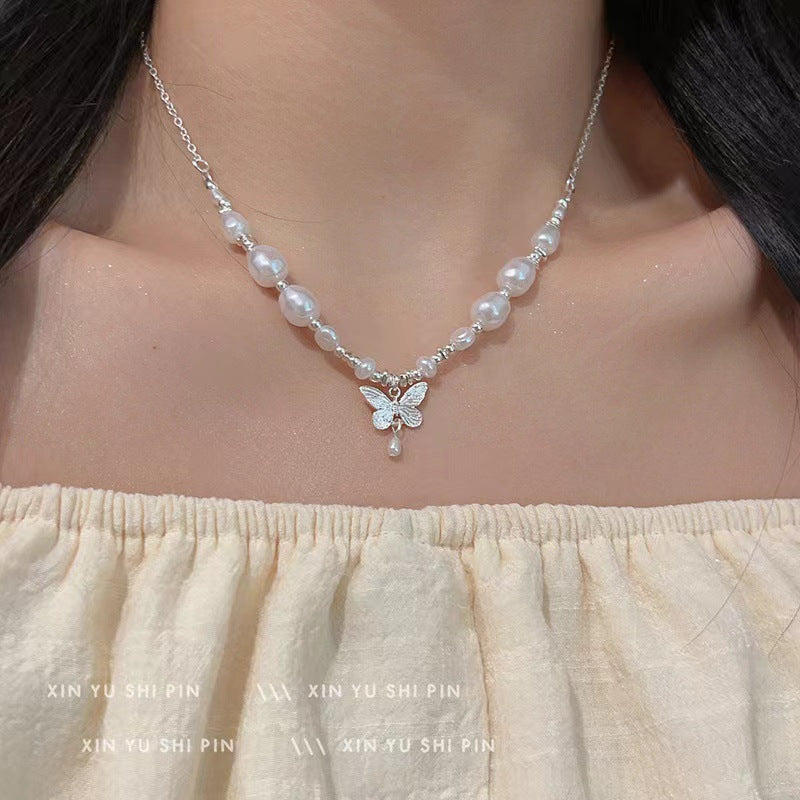 Butterfly Dream Collection Irregular Pearl Temperament Necklace