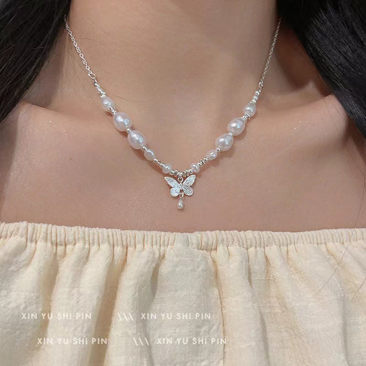 Butterfly Dream Collection Irregular Pearl Temperament Necklace
