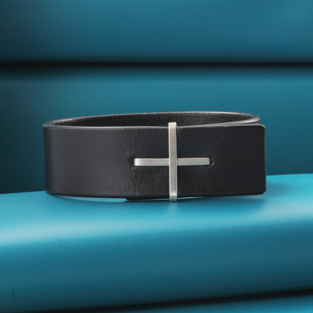 Men's Handmade Dark Retro Distressed Simple Leather Texture Bracelets
