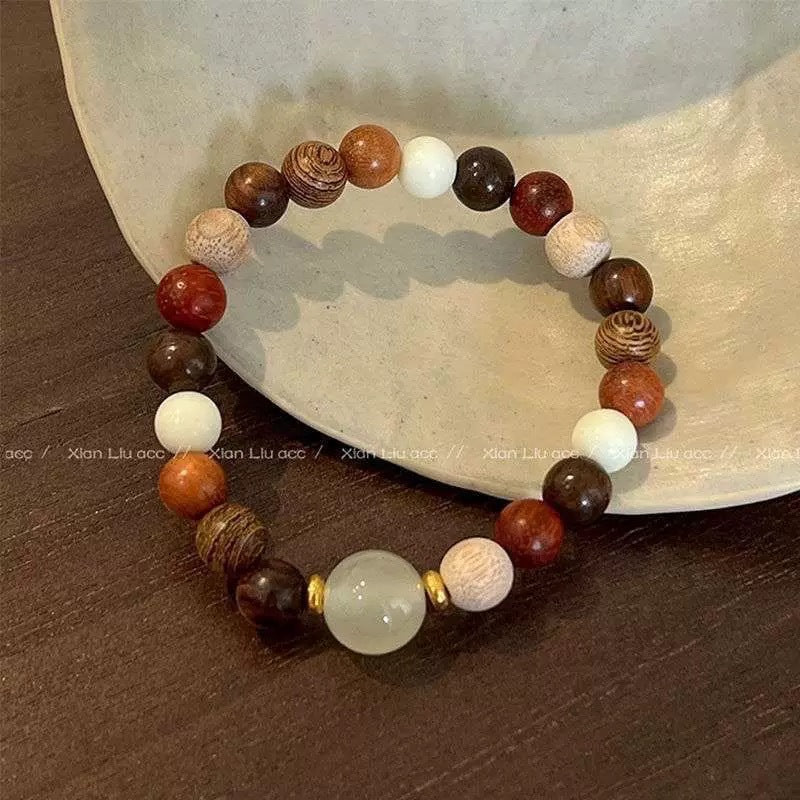 Wooden Beaded Lotus Chinese Zen Niche Vintage Bracelets