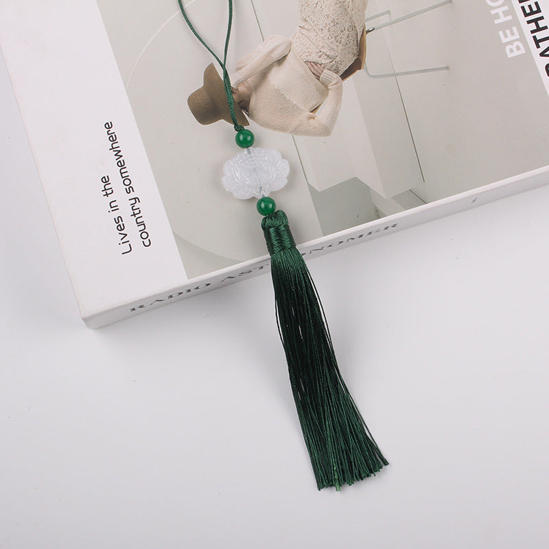 Jade Lotus Tassel Fringe Kunlun Fan Cheongsam Jewelry Accessories