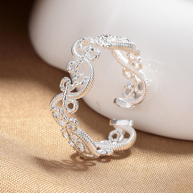 Iris Flower Female Hollow Vine Exquisite Versatile Twin Rings