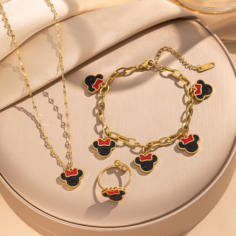 Cartoon Mickey Mouse Set Of Ornaments Necklaces