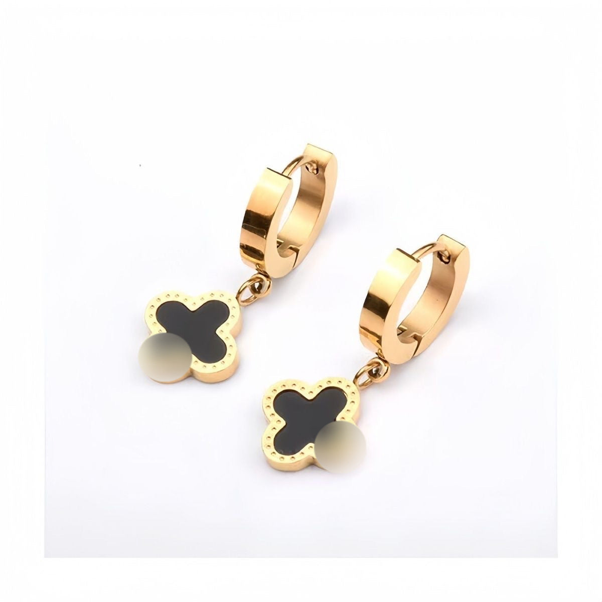 Lucky Four-leaf Clover Titanium Steel Gold Plating Fashion Earrings