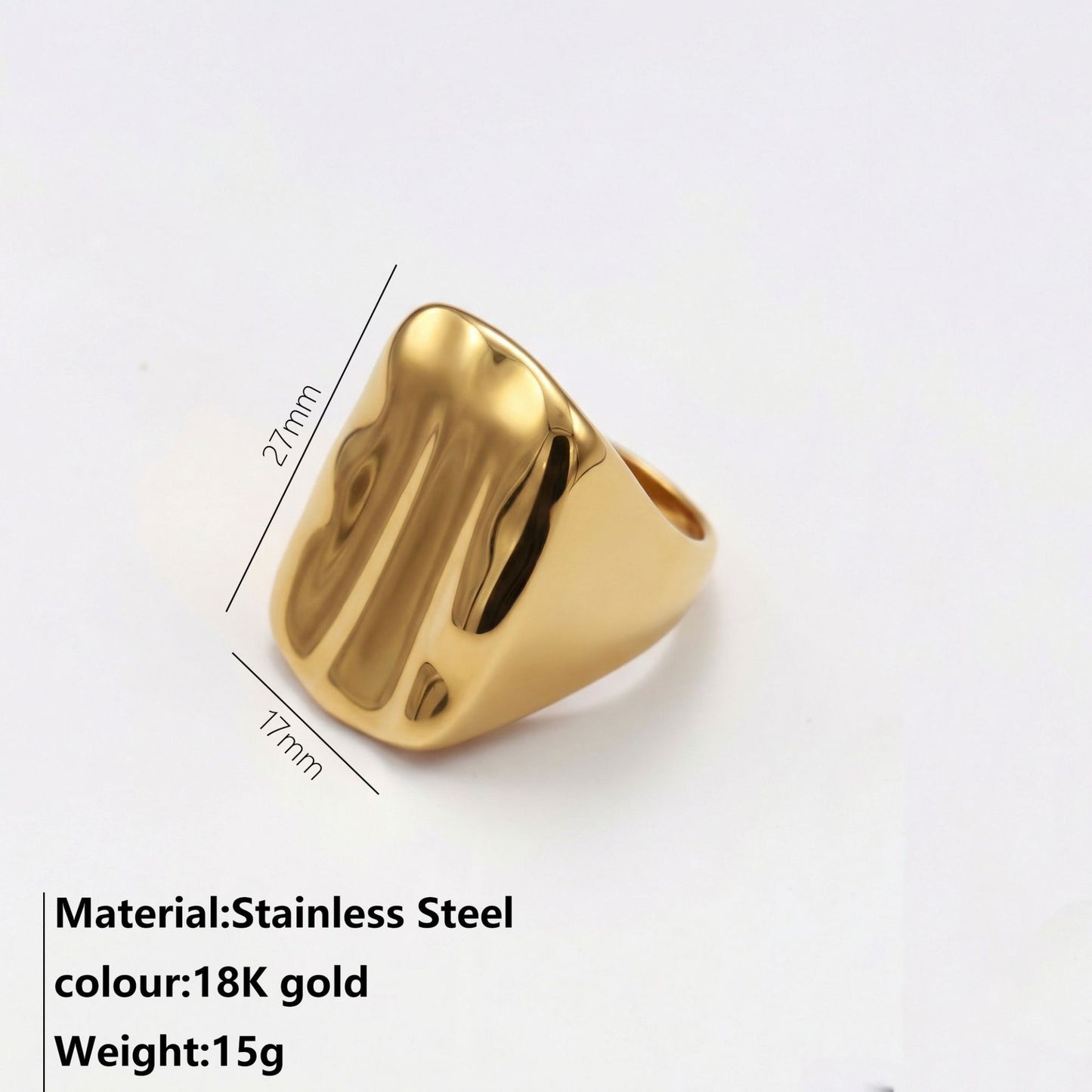 Personalized Wide Face Geometry Rectangle Glossy Ring