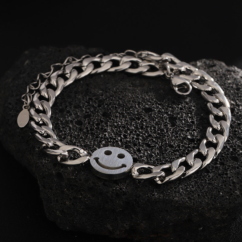 Women's & Men's Titanium Steel Smiley Minimalist Design Hip Hop Style High-grade Bracelet