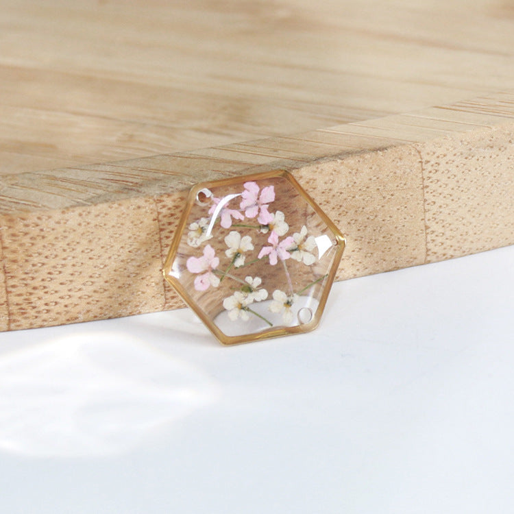 Hexagonal Dried Flower Gold Sier Colored Flowers Bracelets