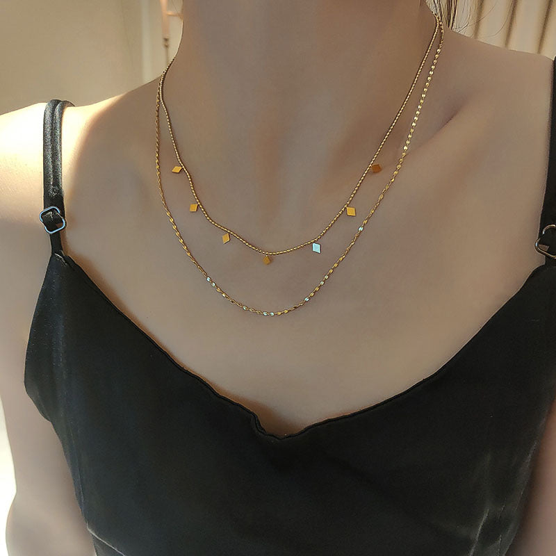 Women's Style Sequins Petal Chain Gold-plated Titanium Necklaces