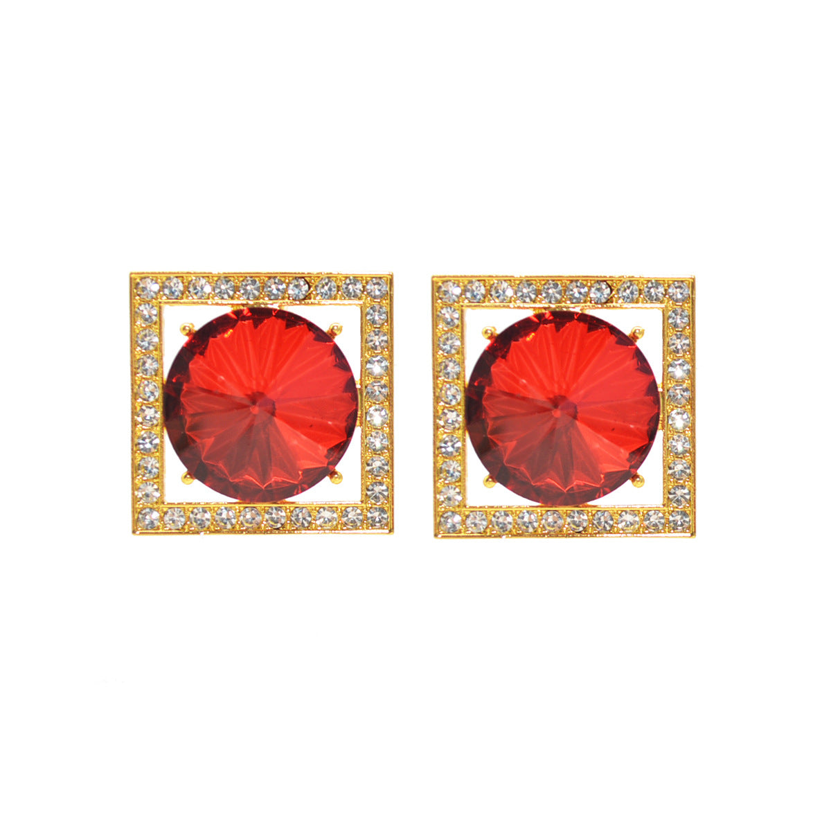 Sier Needle Geometric Square Rhinestone Fashion Eye-catching Large Niche Earrings