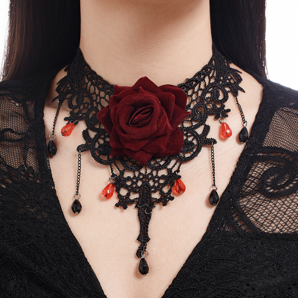 Ornament Lolita Rose Lace Clavicle Chain Necklaces