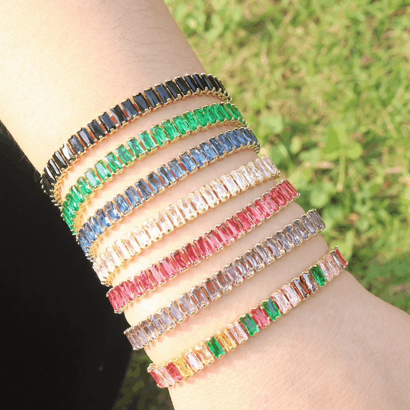 Women's Colorful Solid Color Zircon Full Diamond Bracelet