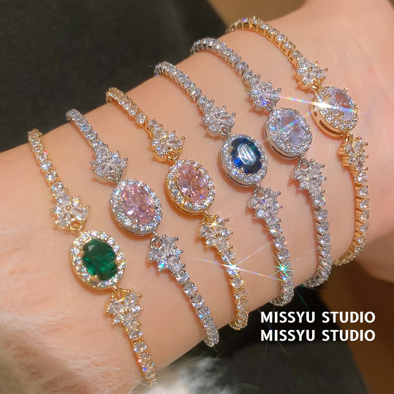 Women's Zircon Oval Korean Style Sweet Light Luxury Bracelet