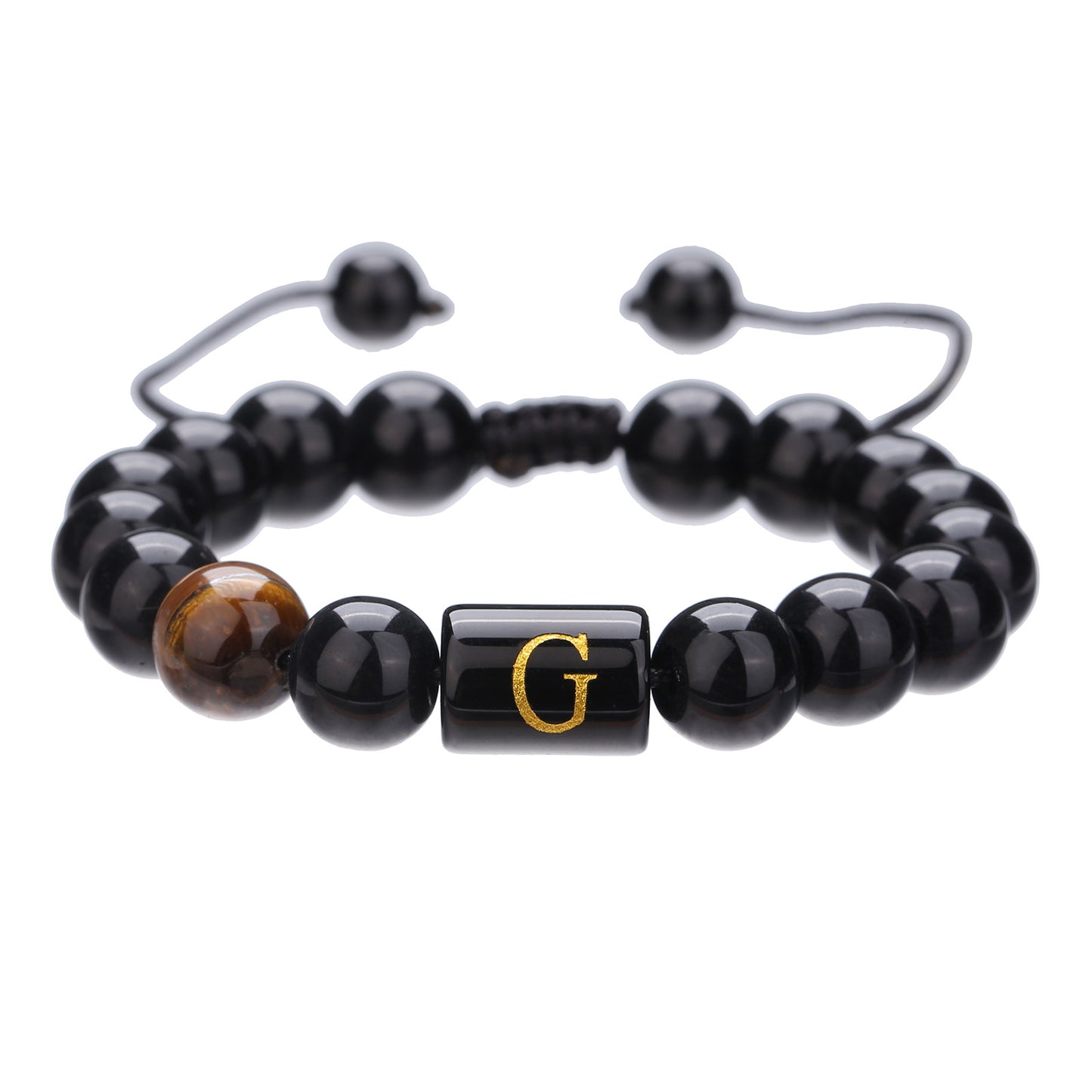 Live Streaming Black Agate Beads Male Letter Bracelets