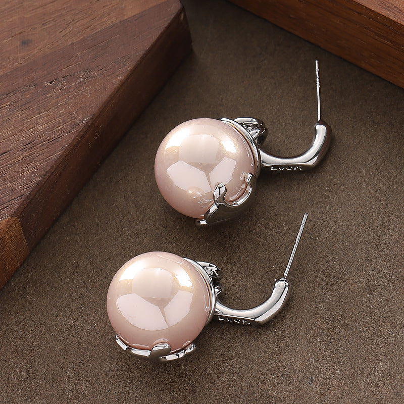 French Gentle Temperament Classic Style Perfect Circle Bright Earrings