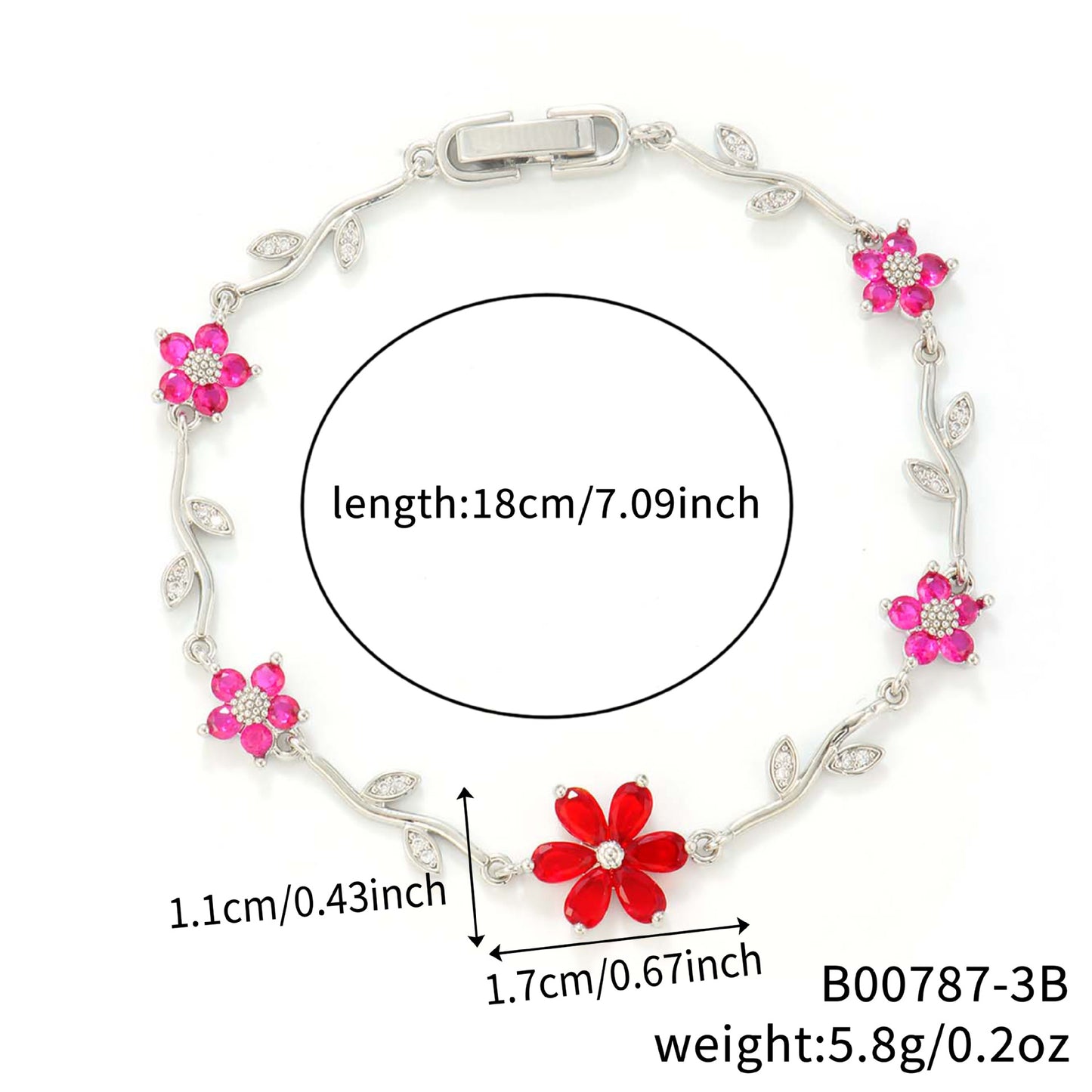 Petals Flower Leaf Zircon Design Personality Daily Birthday Bracelet