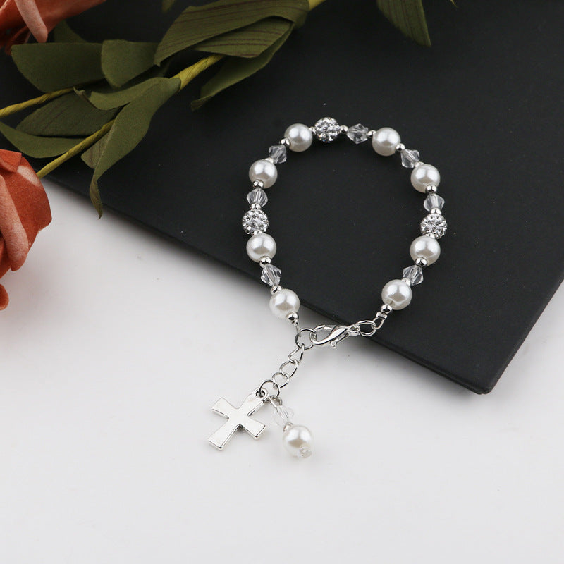 Children's Style Simple Pearl Rhinestone Ball String Lucky Beads Bracelet