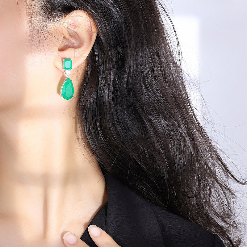 Women's Trendy Pear-shaped Imitation Paraiba Emerald Big Water Drop Rings
