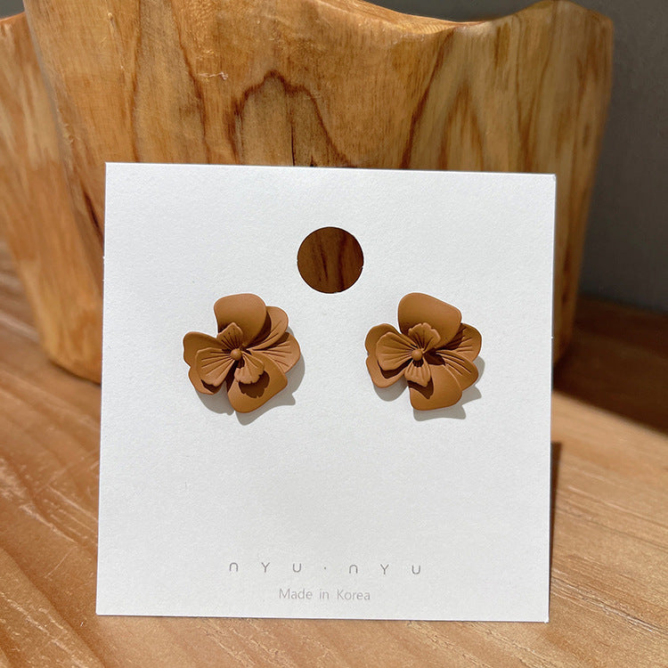 Women's Design Flower For Retro Coffee Color Earrings