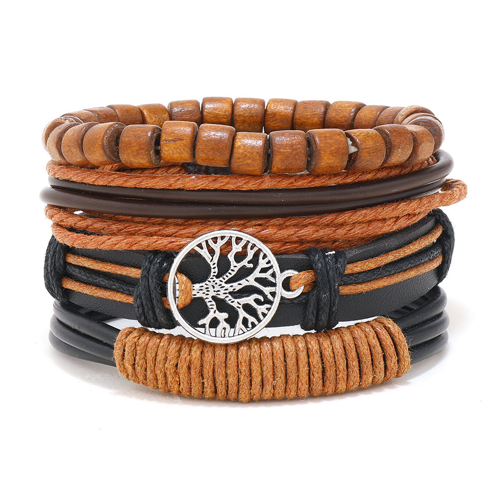 Women's & Men's Ornament Simple Hand Woven Rope Leather Bracelets