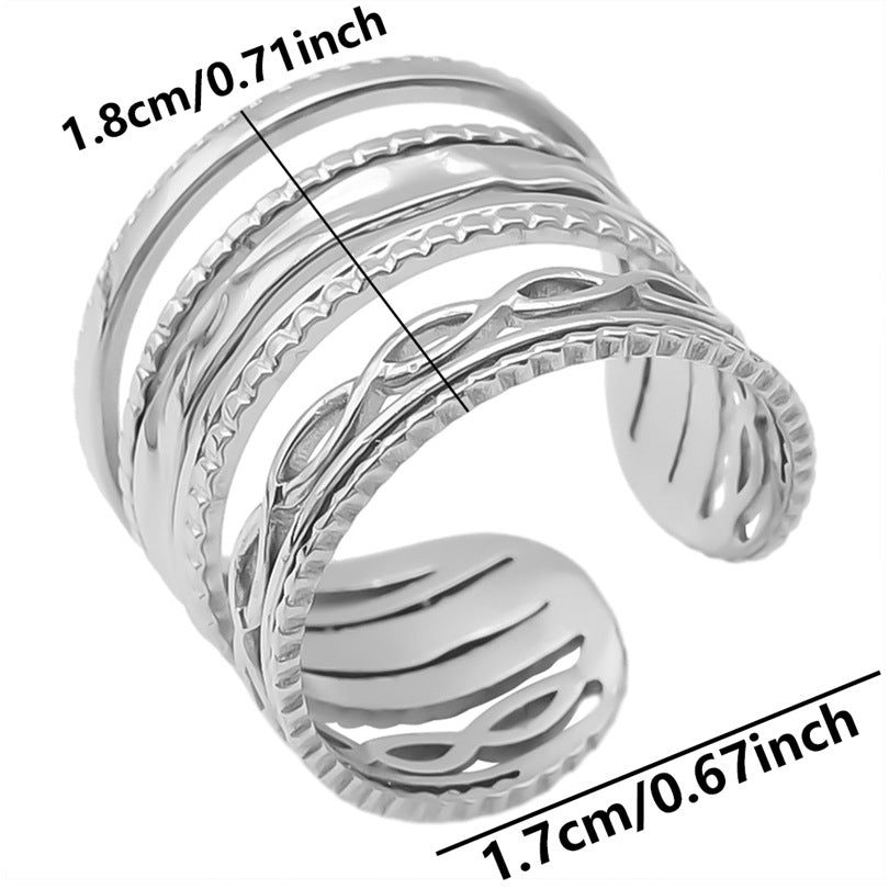 Women's & Men's Geometric Pattern Cold Wind Minority Simple Rings