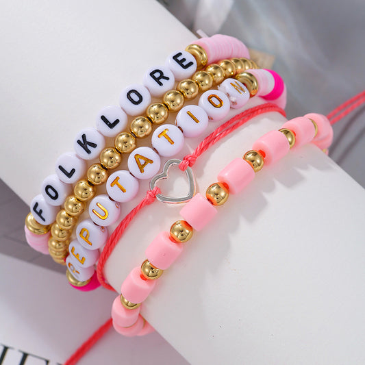 Women's Swift Fan Reputation English Letter Polymer Bracelets