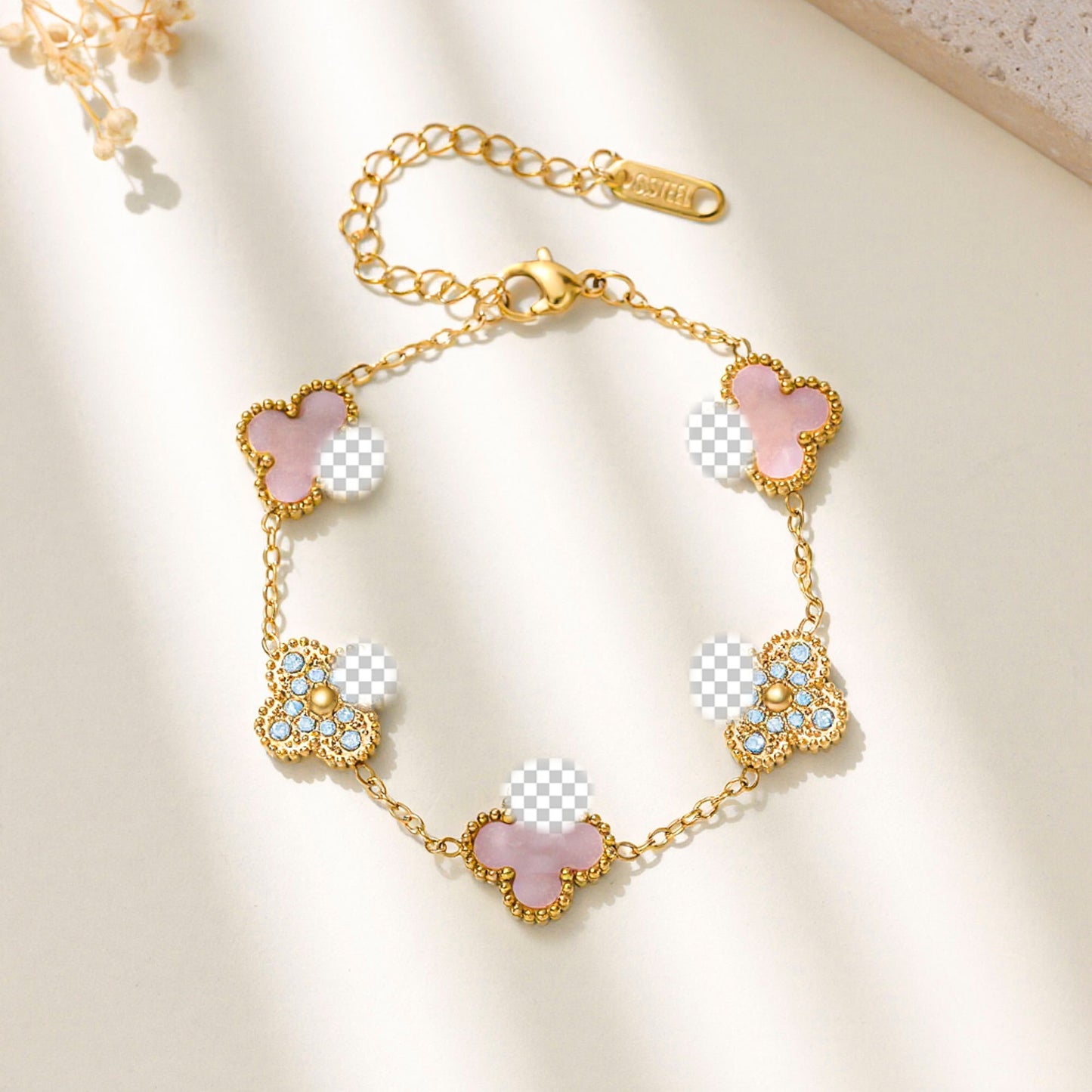 Three-dimensional Flower Elegant Handmade Fashion Temperament Stainless Steel Bracelet