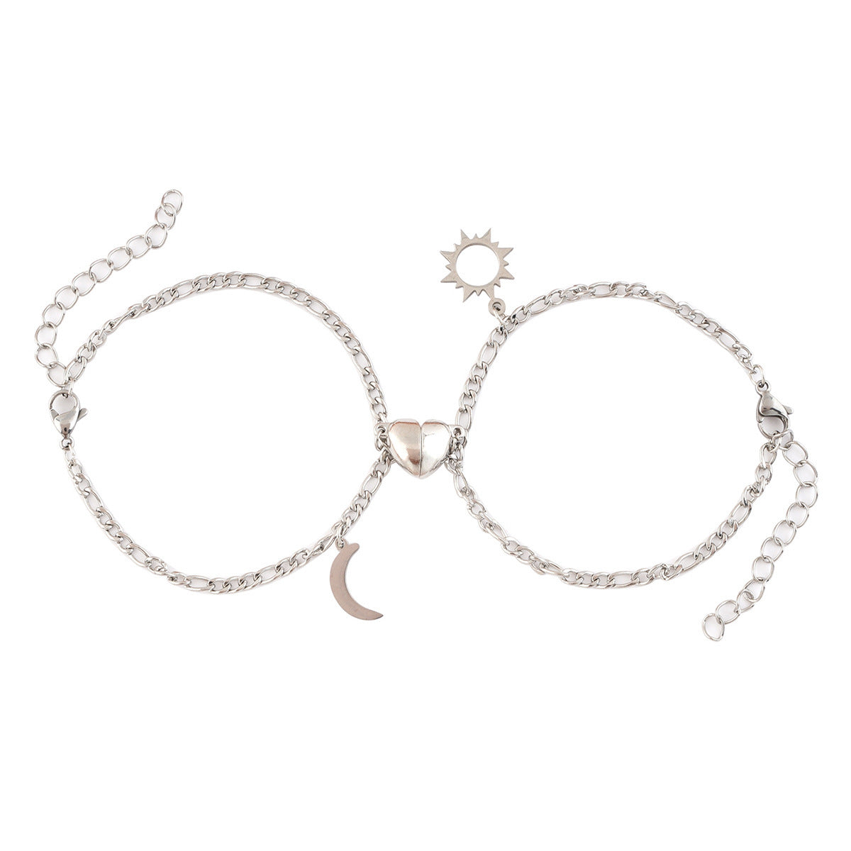 Stainless Steel Sun Moon Heart-shaped Magnetic Bracelet