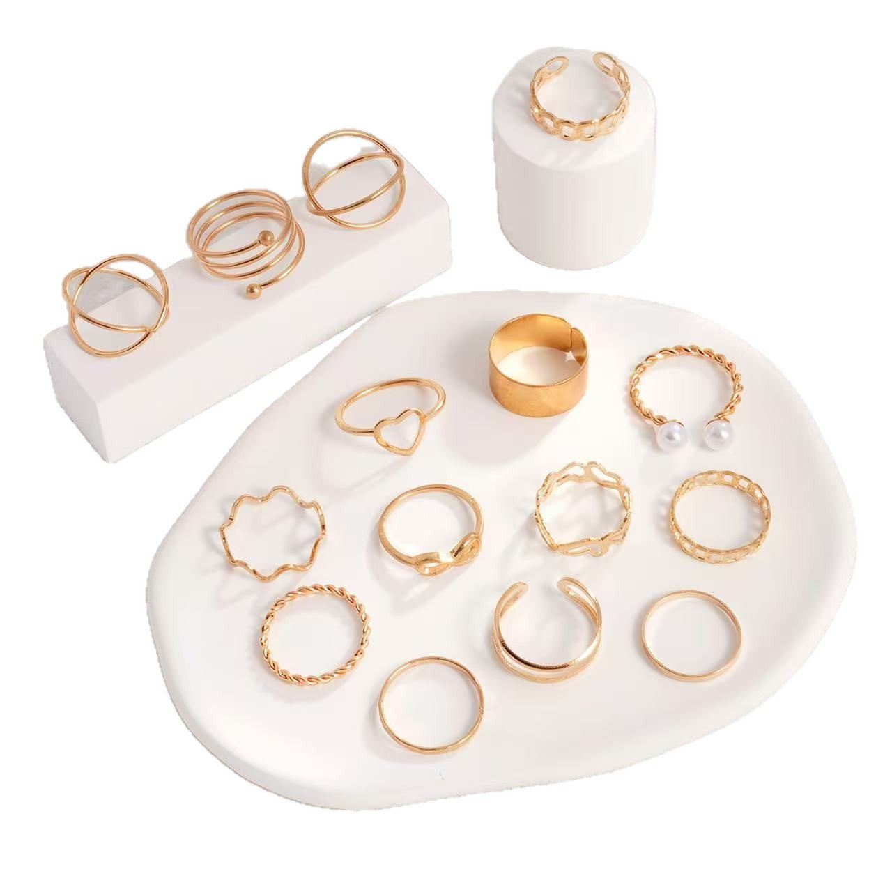 Women's Opening More Than Knuckle Suit Sets Love Heart-shaped Design Sense Ring