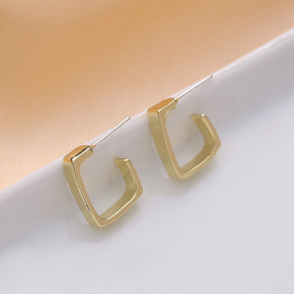 Korean Style Geometric Square Glossy Fashion Trend Stud Earrings