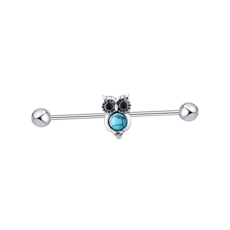 Industrial Barbell Ear External Thread Piercing Bridge Double Stud Earrings