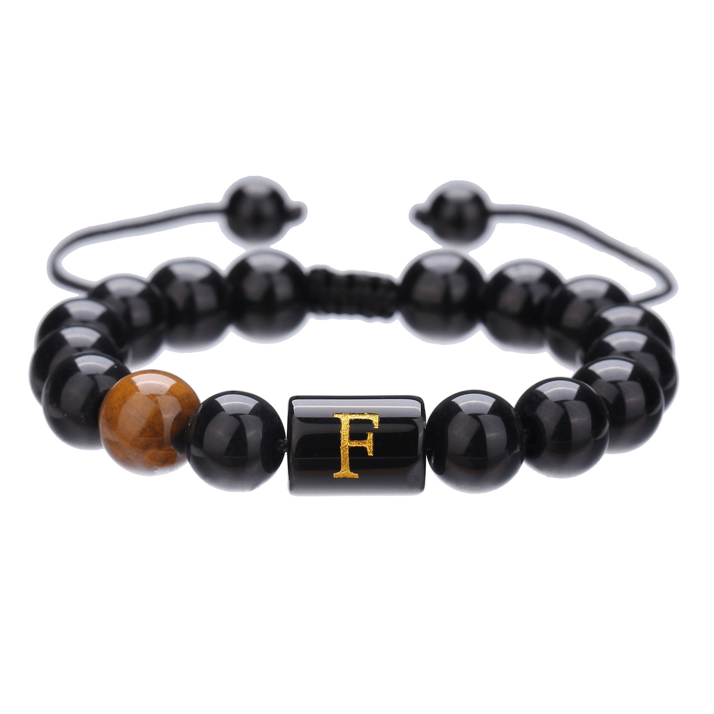 Live Streaming Black Agate Beads Male Letter Bracelets