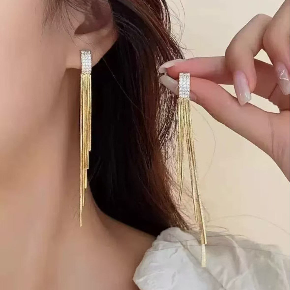Women's Sier Pin Elegant Long Tassel Trendy Retro Aloofness Style Rings