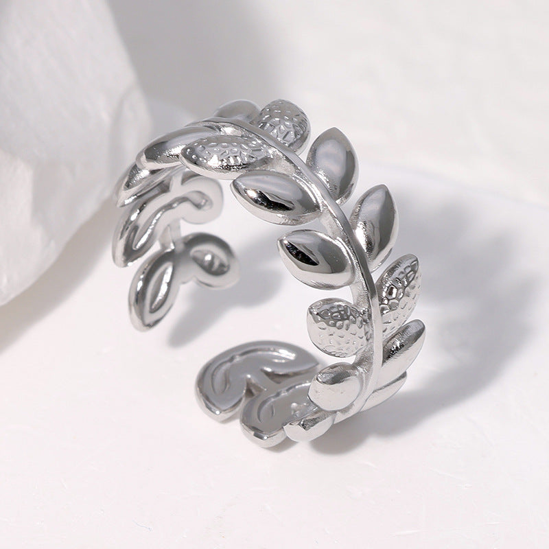 Stainless Steel Leaf Opening Adjustable Index Finger Rings