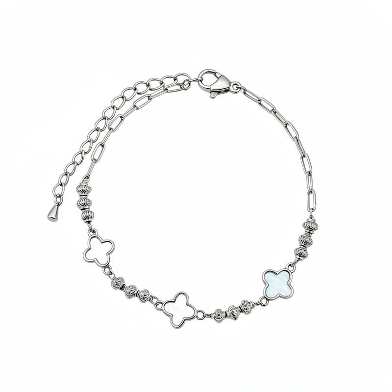 Women's Real Gold Electroplated Zircon Fritillary Flower Buckle Fashionable Exquisite Light Bracelets
