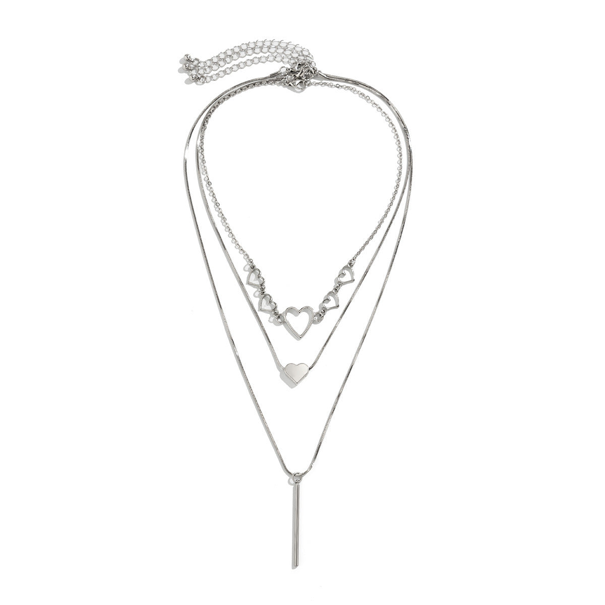 Glossy Personalized Round Tube Twin Metallic Snake Bones Necklace