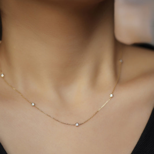 Sterling Sier Five Diamond Beads Light Necklaces