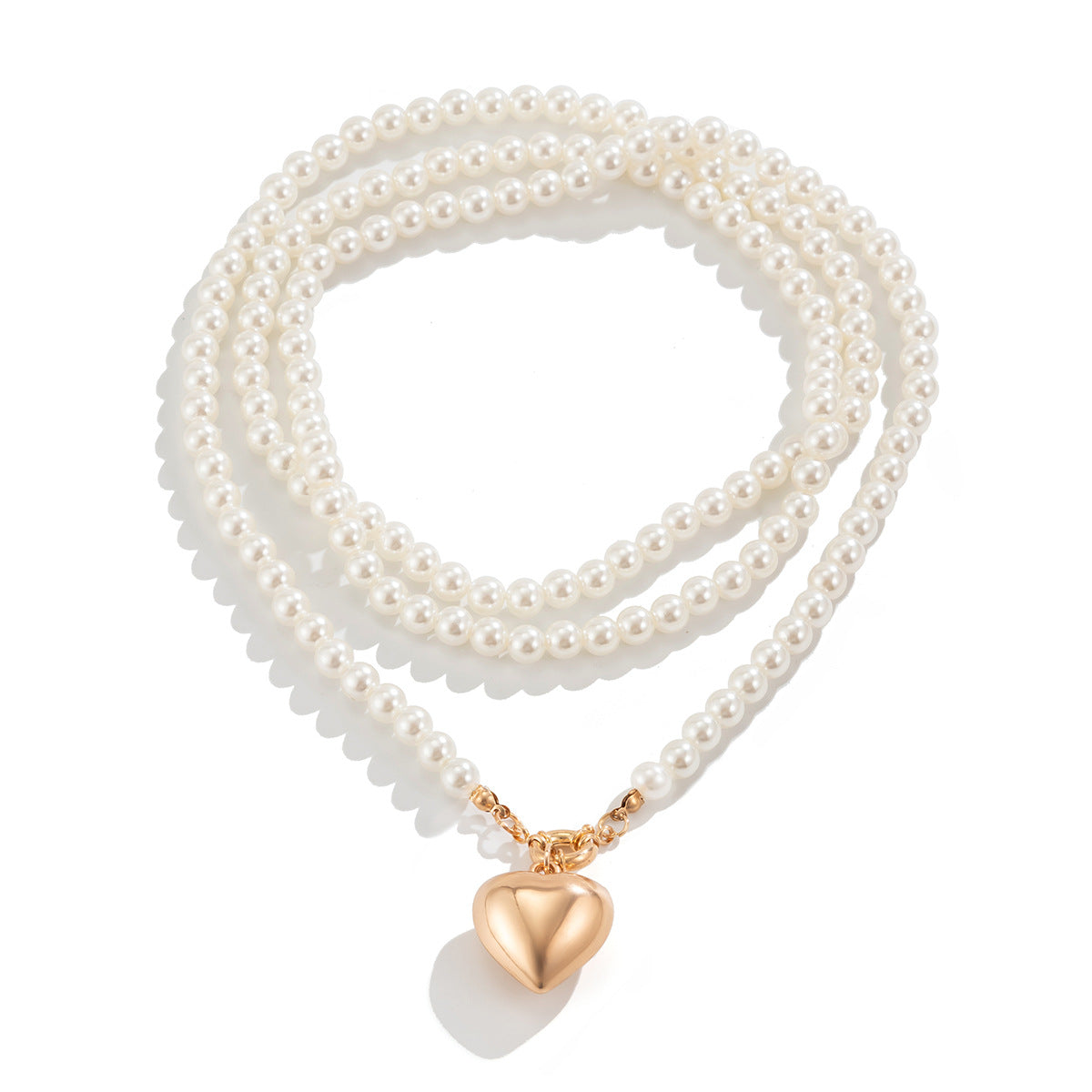 Metal Heart Imitation Pearl Fashion Winding Beaded Necklaces